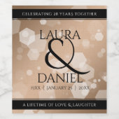 Elegant 28th Linen Wedding Jubileum Celebration Wijn Etiket (Enkel label)