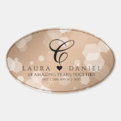 Elegant 28th Linen Wedding Jubileum Ovale Sticker (Voorkant)