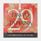 Elegant 29th Garnet Wedding Jubileum Glas Ornament (Voorkant)