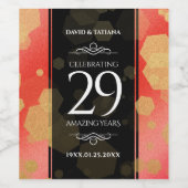 Elegant 29th Garnet Wedding Jubileum Wijn Etiket (Enkel label)