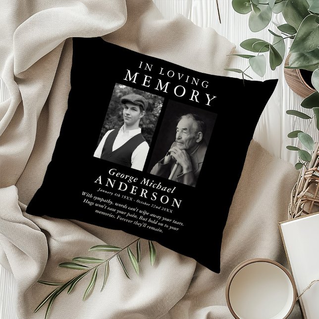 Elegant 2 foto 'in liefdevolle herinnering' eerbet kussen (Creator heeft geüpload)