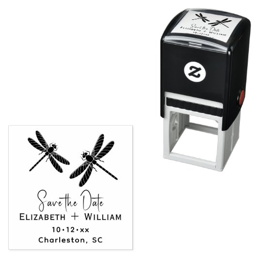 Elegant 2 libellen bruiloft paar opslaan de datum  zelfinktende stempel (In situ)