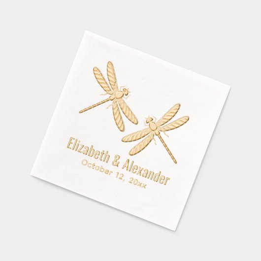 Élégant 2 Libellules Mariage Couple Nom Date (Gauche)