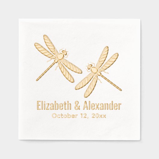 Élégant 2 libellules Mariage Nom du couple Date (Recto)