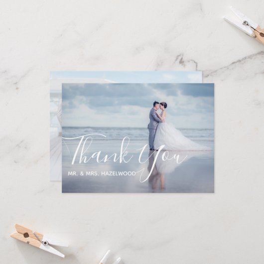 Elegant 2 Photo Calligraphy Script Wedding (Voorkant / Achterkant in situ)