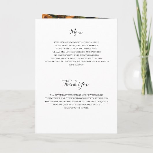 Élégant 2 Photo Dans Love Memory Funeral Programme (Dos)