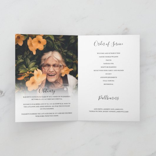 Élégant 2 Photo Dans Love Memory Funeral Programme (Intérieur)