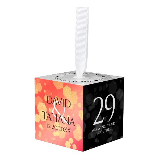 Elegant 2e 29e Garnet Wedding Jubileum Kubus Ornament (Voorkant hoekig)