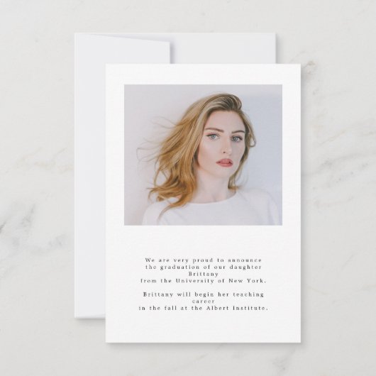 Élégant 2e Faire-part d'obtention d'un diplôme de (Dos)