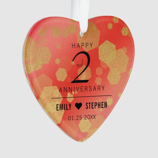 Elegant 2e Garnet Wedding Jubileum Ornament (voorkant)