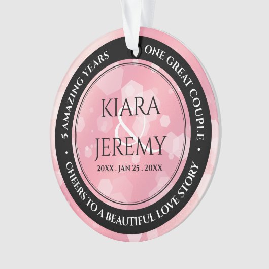 Elegant 2e Roos Jubileum van het kwartzweduwschap Ornament (voorkant)