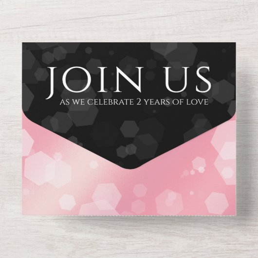 Elegant 2e Roze Kwarts Bruiloftsjubileum All In One Uitnodiging (Achterkant)