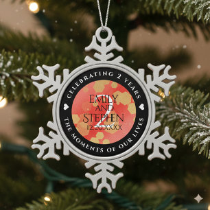Elegant 2e van het Jubileum van de Wondenweddensc Tin Sneeuwvlok Ornament