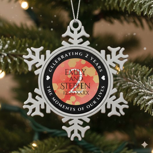 Elegant 2e van het Jubileum van de Wondenweddensc Tin Sneeuwvlok Ornament