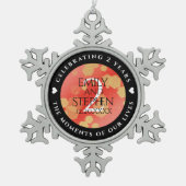 Elegant 2e van het Jubileum van de Wondenweddensc Tin Sneeuwvlok Ornament (Voorkant)