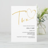 Elegant 2e verjaardag Uitnodiging twee hartgoud (Staand voorkant)