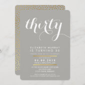 ELEGANT 30E verjaardagsfeest INVITE script grijs Kaart (Voorkant / Achterkant)