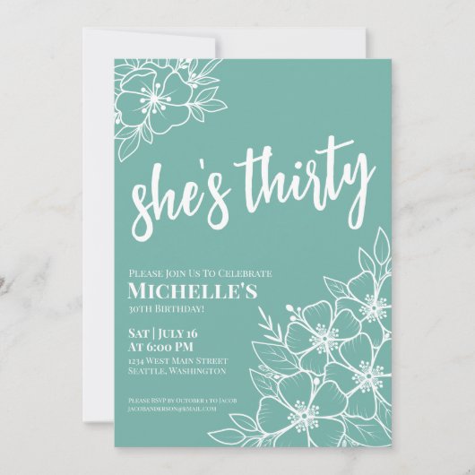 Elegant 30e verjaardagsfeestje kaart (Voorkant)