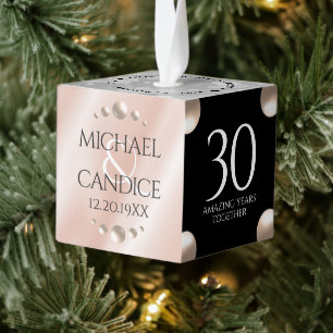 Elegant 30th 46th Pearl Wedding Jubileum Kubus Ornament