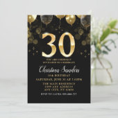 Elegant 30th Birthday Invitation with Gold Ballons (Debout devant)