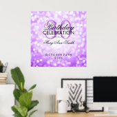 Elegant 30th Birthday Party Glitter Lights Paars Poster (Thuiskantoor)