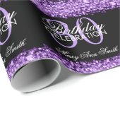 Elegant 30th Birthday Party Sparkles Paars Cadeaupapier (Rol Hoek)