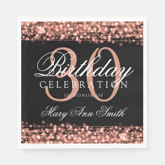 Elegant 30th Birthday Party Sparkles Roos Gold Servet (Voorkant)