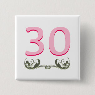Elegant 30th Gift Vierkante Button 5,1 Cm