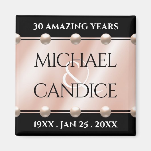 Elegant 30th Pearl Wedding Jubileum Celebration Magneet (Voorkant)