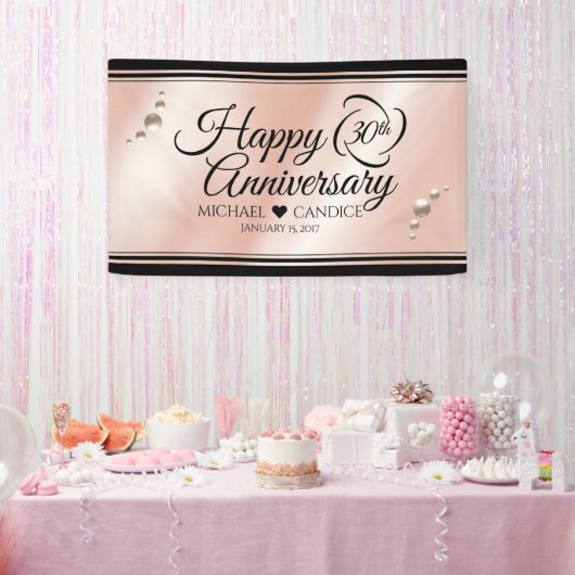 Elegant 30th Pearl Wedding Jubileum Celebration Spandoek (Feest)