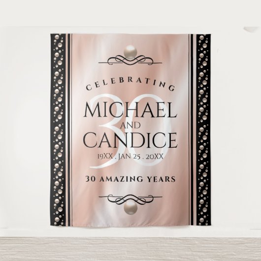 Elegant 30th Pearl Wedding Jubileum Celebration Wandkleed (Voorkant)