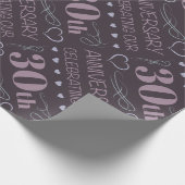 Elegant 30th Wedding Jubileum Paars Cadeaupapier (Hoek)