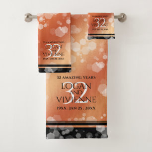Elegant 32e Bronze Wedding Jubileum Bad Handdoek