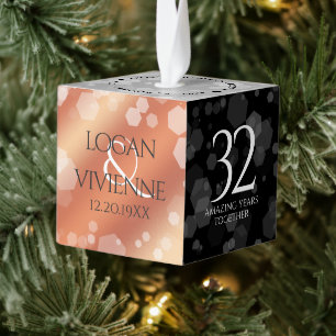 Elegant 32e Bronze Wedding Jubileum Kubus Ornament