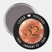Elegant 32e Bronze Wedding Jubileum Magneet (Voorkant / Achterkant)