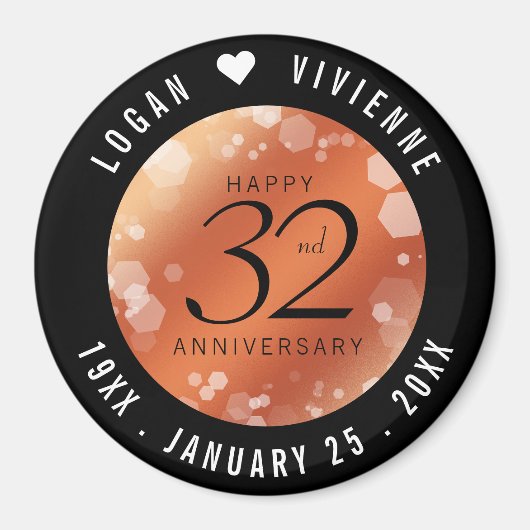 Elegant 32e Bronze Wedding Jubileum Magneet (Voorkant)