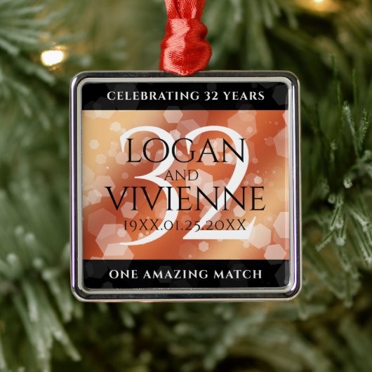 Elegant 32e Bronze Wedding Jubileum Metalen Ornament (Boom)