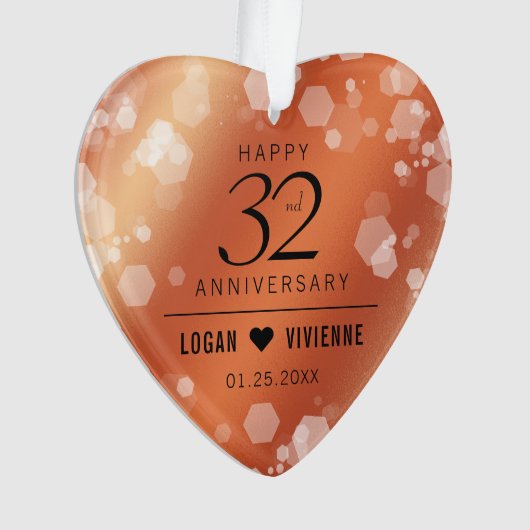 Elegant 32e Bronze Wedding Jubileum Ornament (voorkant)