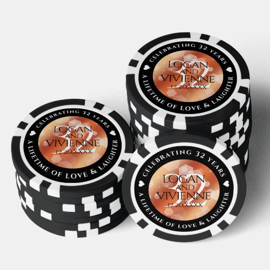 Elegant 32e Bronze Wedding Jubileum Poker Chips (Opstapeling)