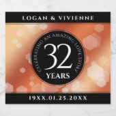 Elegant 32e Bronze Wedding Jubileum Sparkling Wijnetiket (Enkel label)