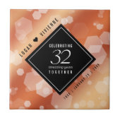 Elegant 32e Bronze Wedding Jubileum Tegeltje (Voorkant)