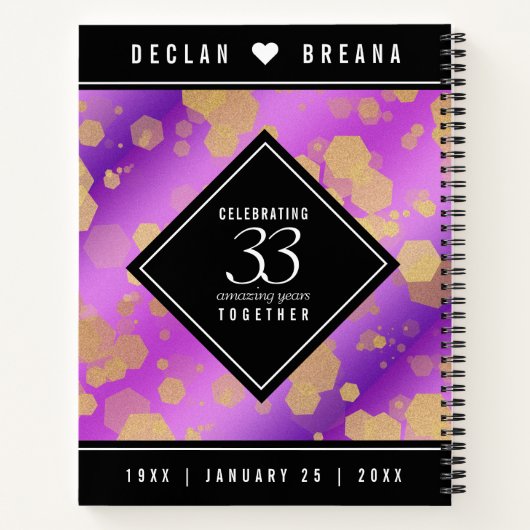 Élégant 33e Mariage Améthyste Carnet d'anniversair (Dos)