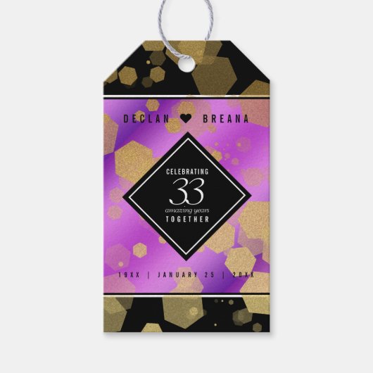 Elegant 33rd Amethyst Wedding Jubileum Cadeaulabel (Voorkant)