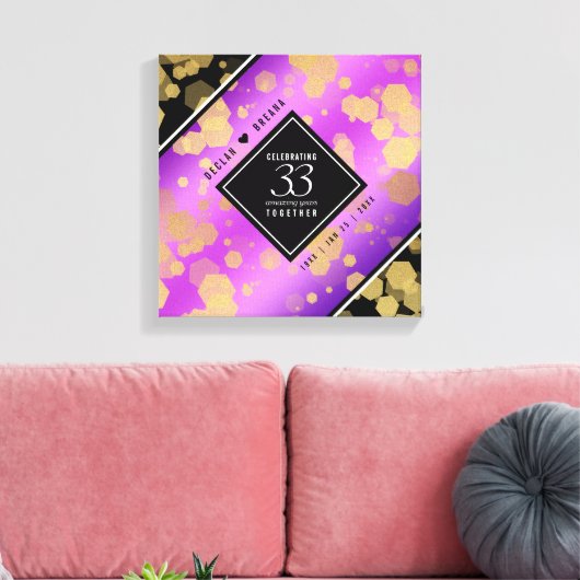 Elegant 33rd Amethyst Wedding Jubileum Canvas Afdruk (Insitu (Woonkamer))