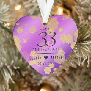 Elegant 33rd Amethyst Wedding Jubileum Ornament