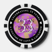 Elegant 33rd Amethyst Wedding Jubileum Poker Chips (Voorkant)