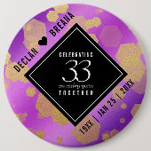 Elegant 33rd Amethyst Wedding Jubileum Ronde Button 6,0 Cm (Voorkant)