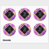 Elegant 33rd Amethyst Wedding Jubileum Ronde Sticker (Vel)