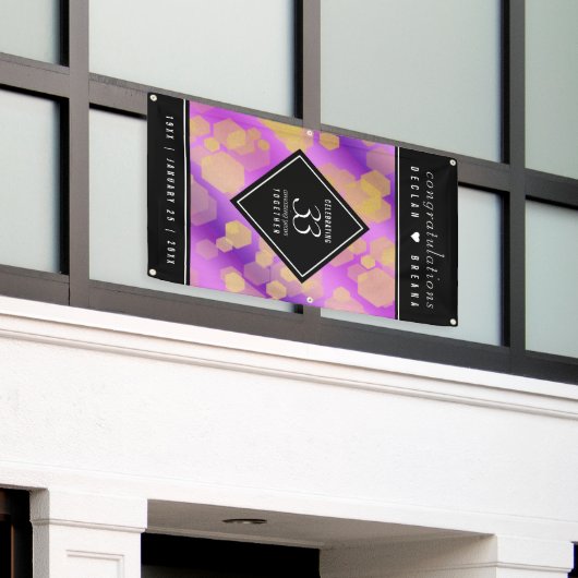 Elegant 33rd Amethyst Wedding Jubileum Spandoek (Buitenkant Gebouw)