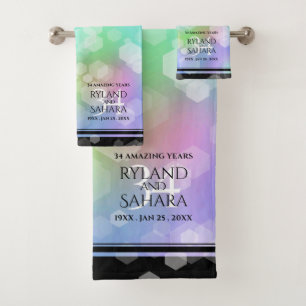 Elegant 34th Opal Wedding Jubileum Celebration Bad Handdoek